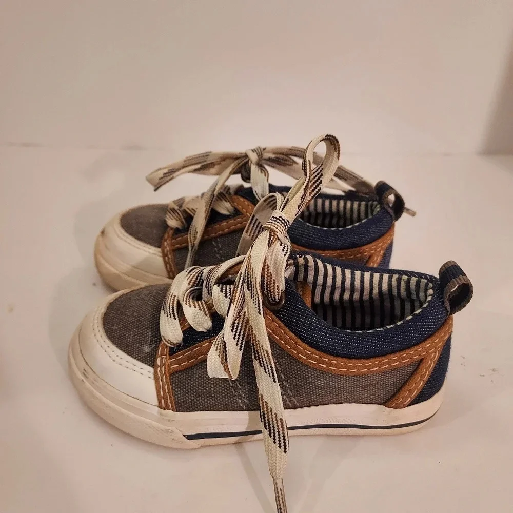 Genuine Kids by OshKosh Denim Lace Up Casual Sneakers in Size 6 (Toddler Size)